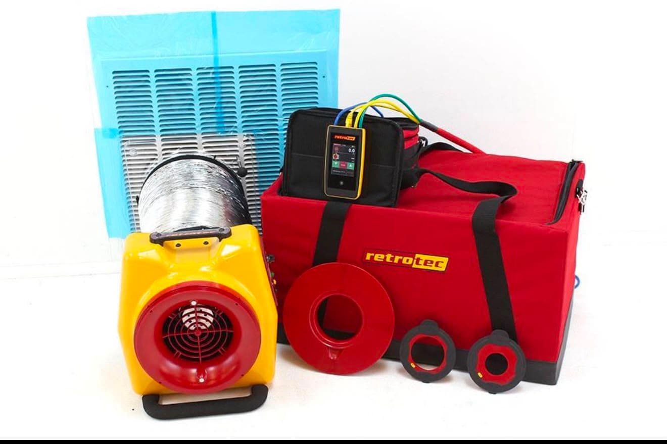 Professional duct testing equipment used for HERS verification